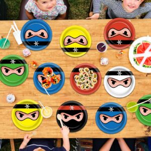 Naozinebi 72PCS Ninja Birthday Plates Ninja Party Supplies Ninja Warrior Tableware Ninja Master Plates Karate Disposable Plate Dessert Paper Plates for Boys Girls Kids Baby Shower Favors 6.7*6.7inch