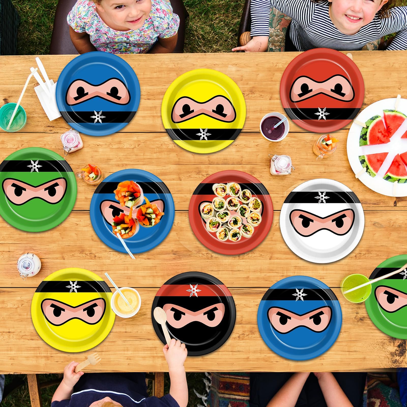 Naozinebi 72PCS Ninja Birthday Plates Ninja Party Supplies Ninja Warrior Tableware Ninja Master Plates Karate Disposable Plate Dessert Paper Plates for Boys Girls Kids Baby Shower Favors 6.7*6.7inch