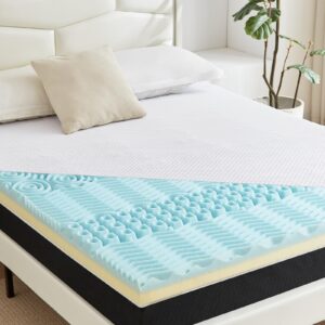 7 zone mattress topper 3 inch, king size, cooling gel mattress topper with soft cover, dual layer zonal support fome, non-slip, pressure relief & back pain, certipur-us certification