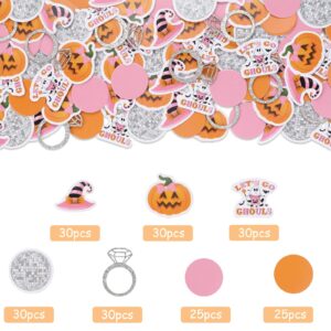 Fangleland Halloween Bachelorette Party Confetti Pink Orange, Let’s Go Ghouls Witch Hat Scatter Paper Table Confetti, Bridal Shower Engagement Wedding Decor Supplies Favors 200Pcs