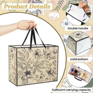 Yoirrat Vintage Floral Gift Bag Christmas Paper Bag Black Flowers Wrapping Bag with Paper Card Vintage Wildflower Gift Wrap Bag for Women Wedding Bridal Christmas Anniversary Birthday Party Supplies