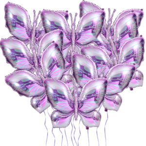 novwang butterfly balloons, 10 pcs 40 inch purple pink butterfly foil mylar balloons favors butterfly themed party wedding birthday baby shower decorations