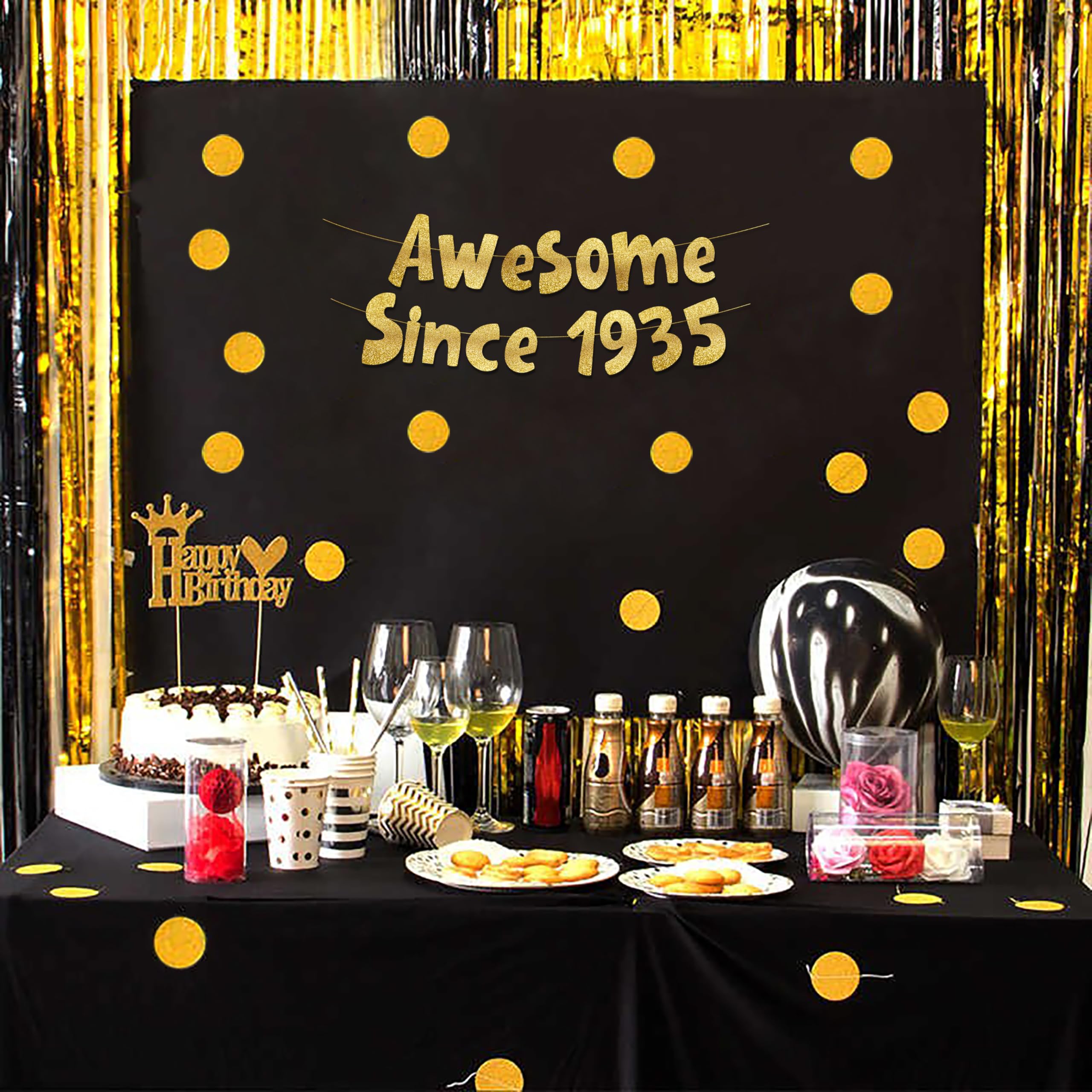 Awesome Since 1935 Gold Glitter Banner - 89th Birthday Party Decorations