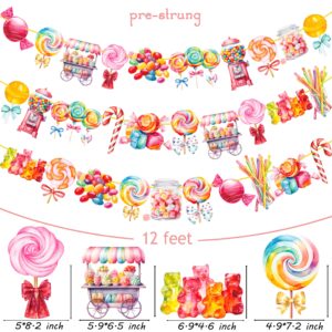 Candyland Lollipop Party Banners 3Pcs Candyland Party Decorations Candy Themed Birthday Party Banner Decorations for Candyland Baby Shower Supplies