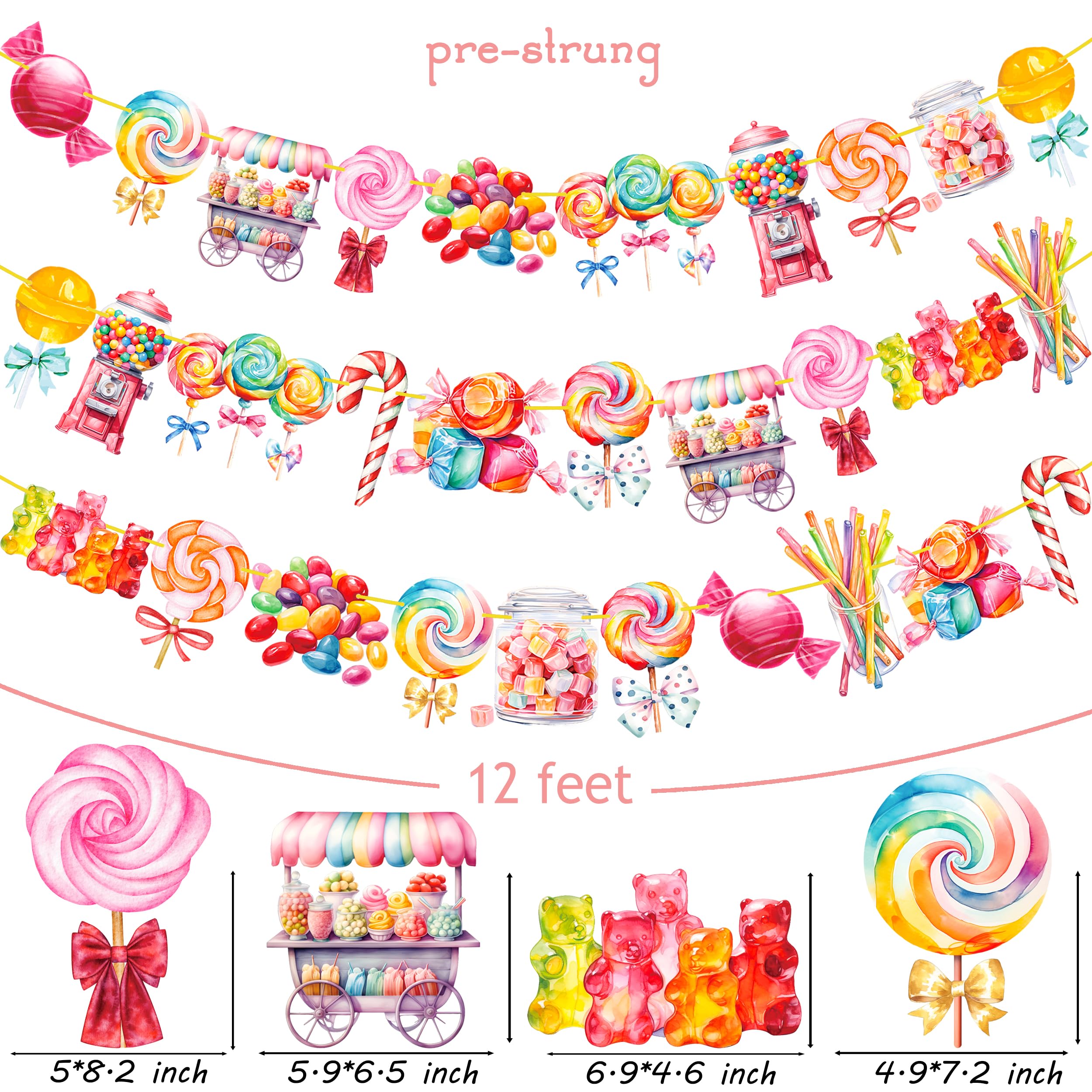 Candyland Lollipop Party Banners 3Pcs Candyland Party Decorations Candy Themed Birthday Party Banner Decorations for Candyland Baby Shower Supplies