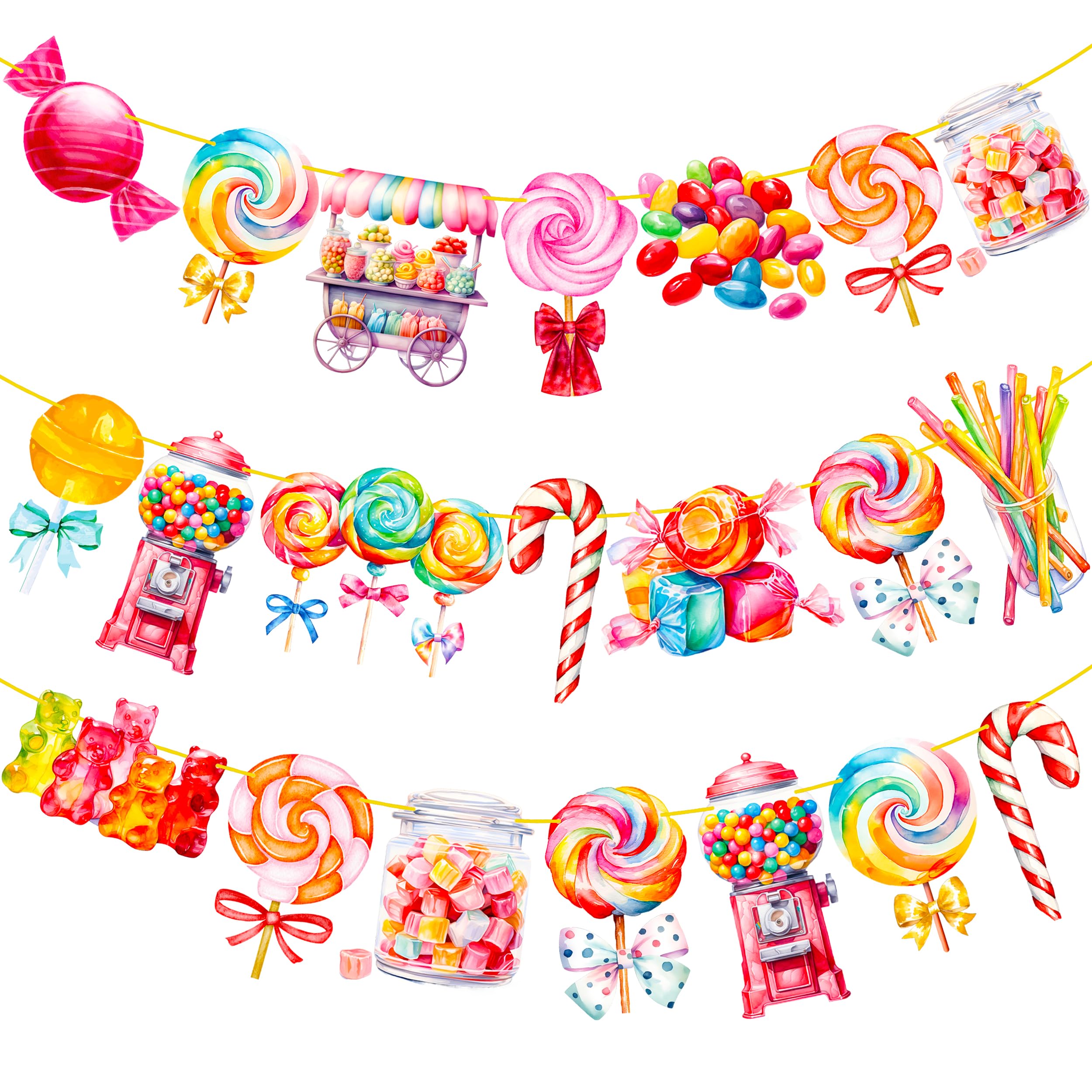 Candyland Lollipop Party Banners 3Pcs Candyland Party Decorations Candy Themed Birthday Party Banner Decorations for Candyland Baby Shower Supplies