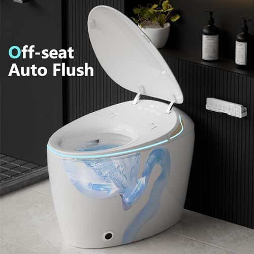 Smart Bidet Toilet, Smart Toilet with Bidet Built in for Bathrooms, Toilet with Warm Water Sprayer & Dryer, Foot Sensor Operation, Heated Bidet Seat, Auto Smart Toilet with LCD Display for Bathrooms