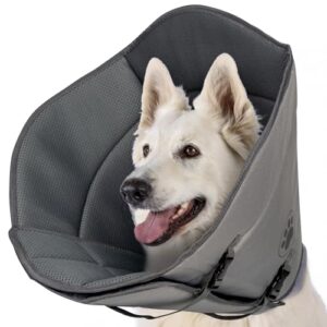 superior strong oxford cotton lining adjustable buckle pet friendly waterproof secure fit soft & protective dog cone collar for grooming, after surgery recovery, rashes protection (extra large), gray