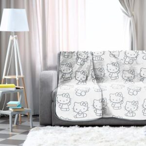 Hello Kitty White Kitties Plush Blanket - Measures 60 x 90 Inches, Kids Bedding - Super Soft Fleece Bedding