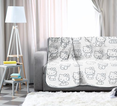 Hello Kitty White Kitties Plush Blanket - Measures 60 x 90 Inches, Kids Bedding - Super Soft Fleece Bedding