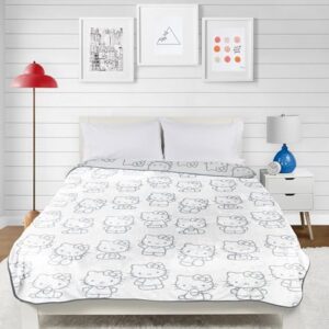 Hello Kitty White Kitties Plush Blanket - Measures 60 x 90 Inches, Kids Bedding - Super Soft Fleece Bedding