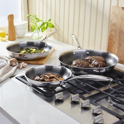 HENCKELS Paradigm 5-pc Frying Pan and Silicone Utensil Set, Nonstick, 3-ply Stainless Steel