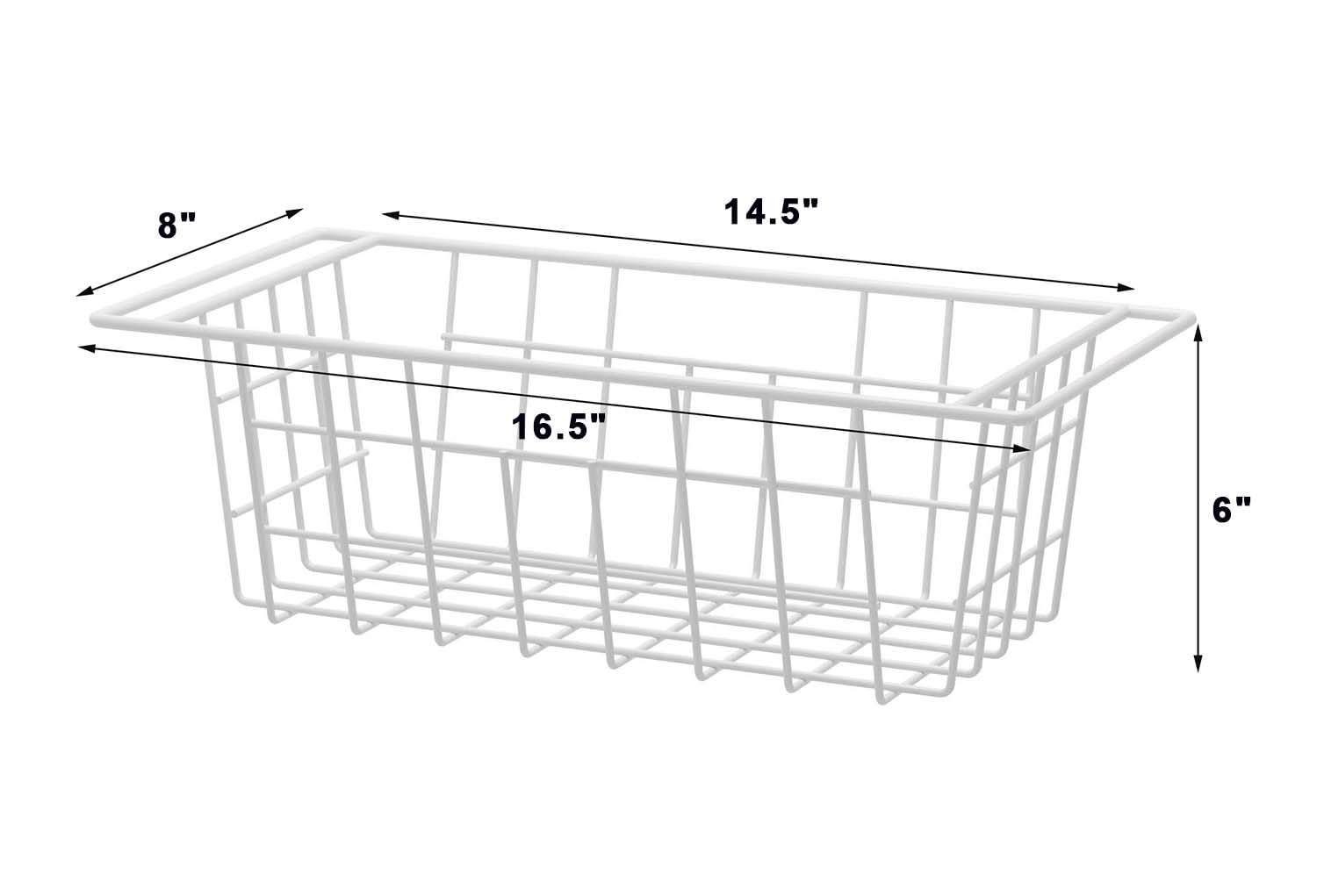 blitzlabs Freezer Organizer Bins Deep Freezer Basket Storage Rack Bins Wire Metal Baskets with Hanging Handles 16.5" 2Packs