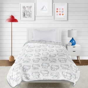 Hello Kitty White Kitties Plush Blanket - Measures 60 x 90 Inches, Kids Bedding - Super Soft Fleece Bedding