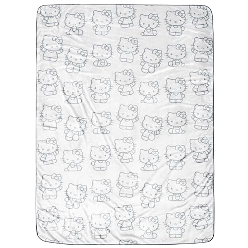 Hello Kitty White Kitties Plush Blanket - Measures 60 x 90 Inches, Kids Bedding - Super Soft Fleece Bedding