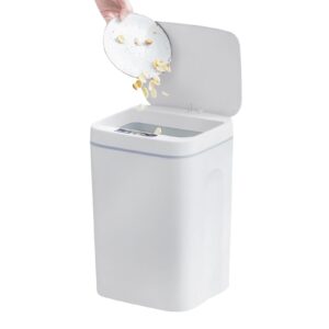 automatic trash can, 4.22 gallon motion sensor trash, smart garbage can with lid, touchless garbage can for kitchen bathroom bedroom office 16l (white)