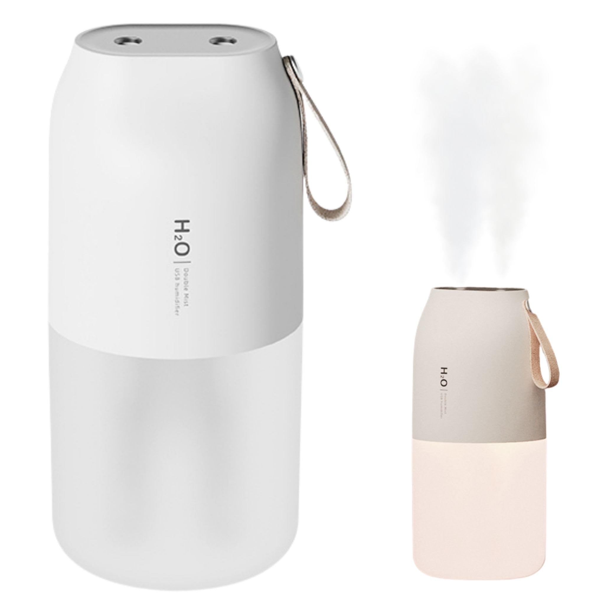 Portable Small Humidifier - Rechargable Double or Single Spray Cool Mist Car Auto Personal Desktop Humidifier Baby Airplane Travel Office Built-in Battery USB Plants Quiet Night Light