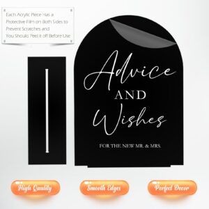 Acrylic Advice and Wishes Sign with Stand- 5"x7" Black Arch Acrylic Wedding Sign with Base,1/8" Thick | Modern Acrylic Table Sign for Wedding & Party (Black, 5x7 Inch)