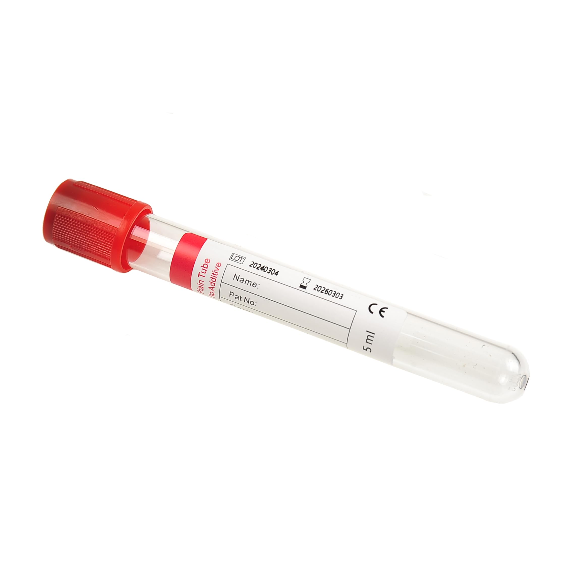 Caphstion Veterinary Lab Vacuum Blood Collection Coagulation Tubes No Additive Tube Blood Collection Tube Pet Supplies, 10ml Red 100pcs