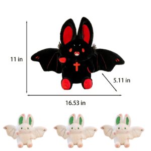 WFLWLHH Bat Rabbit Plush, Funny Bat Plush, Cute Bat Stuffed Animal, Bunny Plush Toys with Bat Wings, Plushies, Home Pillow Decoration, Gift for Family, Children, Friends-Black