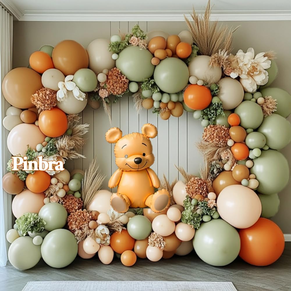 Dusty Green Orange Balloon Garland - Double Stuffed Blush Brown Nude Balloon Arch Avocado Green White Sand Balloons for Neutral Baby Shower Bridal Shower Gender Reveal Birthday Fall Party Decorations