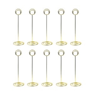 10 pack 8.7 inch table number place card holders, picture holder photo holder clips, memo note photo stand.(gold, 8 inchs)