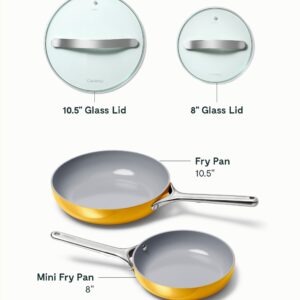 Caraway Nonstick Ceramic Mini Fry Pan With Glass Lid (1.05 qt, 8") - Non Toxic, PTFE & PFOA Free - Oven Safe & Compatible with All Stovetops (Gas, Electric & Induction) - Marigold