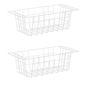 blitzlabs freezer organizer bins deep freezer basket storage rack bins wire metal baskets with hanging handles 16.5" 2packs