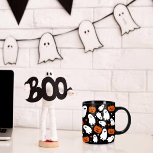 Whaline Halloween Mug Ghost Pumpkin Coffee Mug Black White Orange Ceramic Drinking Mugs for Halloween Party Supplies Table Centerpieces, 12oz