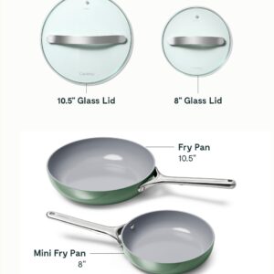 Caraway Nonstick Ceramic Mini Fry Pan With Glass Lid (1.05 qt, 8") - Non Toxic, PTFE & PFOA Free - Oven Safe & Compatible with All Stovetops (Gas, Electric & Induction) - Sage