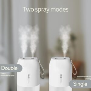 Portable Small Humidifier - Rechargable Double or Single Spray Cool Mist Car Auto Personal Desktop Humidifier Baby Airplane Travel Office Built-in Battery USB Plants Quiet Night Light