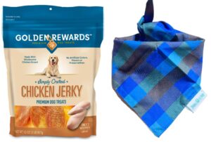 boacqueÑo (m reversible dog bandana+golden rewards premium dog treats jerky 32oz