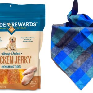 BOACQUEÑO (M Reversible Dog Bandana+Golden Rewards Premium Dog Treats Jerky 32oz