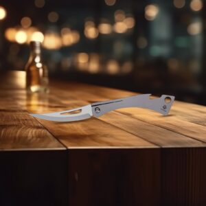 XTOUC Bottle Opener Knife, Titanium Handle Pocket Knife, Lightweight EDC Tool, Sharp Folding Blade for Everyday Cutting Tasks