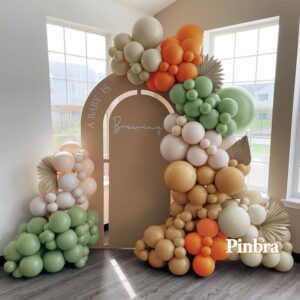 Dusty Green Orange Balloon Garland - Double Stuffed Blush Brown Nude Balloon Arch Avocado Green White Sand Balloons for Neutral Baby Shower Bridal Shower Gender Reveal Birthday Fall Party Decorations