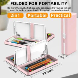 AICase Multifunction Capacity Pencil Case with Book Stand for Reading Adjustable Book Holder Stationery Pen Bag Pouch School Supplies for Kids Teen Girls,Graduation/Birthday/Back to School Gifts