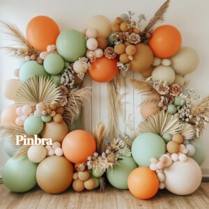 Dusty Green Orange Balloon Garland - Double Stuffed Blush Brown Nude Balloon Arch Avocado Green White Sand Balloons for Neutral Baby Shower Bridal Shower Gender Reveal Birthday Fall Party Decorations