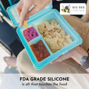 Big Bee, Little Bee - SoftShell Luncher Reusable Silicone Food Storage Container with Connected Clamshell Lid, Bento Style, Easy to Clean, Snaps Closed, Microwave, Freezer & Dishwasher Safe (Grape)