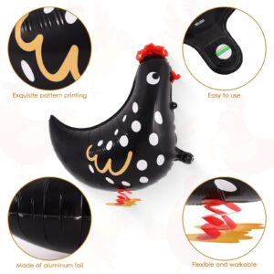 6 PCS Walking Chicken Balloons, Aluminum Foil Chicken Party Decorations White and Black Chicken Walking Balloons for Birthday Baby Shower Farm Animal Theme Party