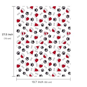 WRAPAHOLIC Christmas Wrapping Paper Sheet - 6 Sheets Christmas Hat and Dog Paw Design Folded Flat for Holiday, Party Celebration - 19.7 Inch x 27.5 Inch Per Sheet