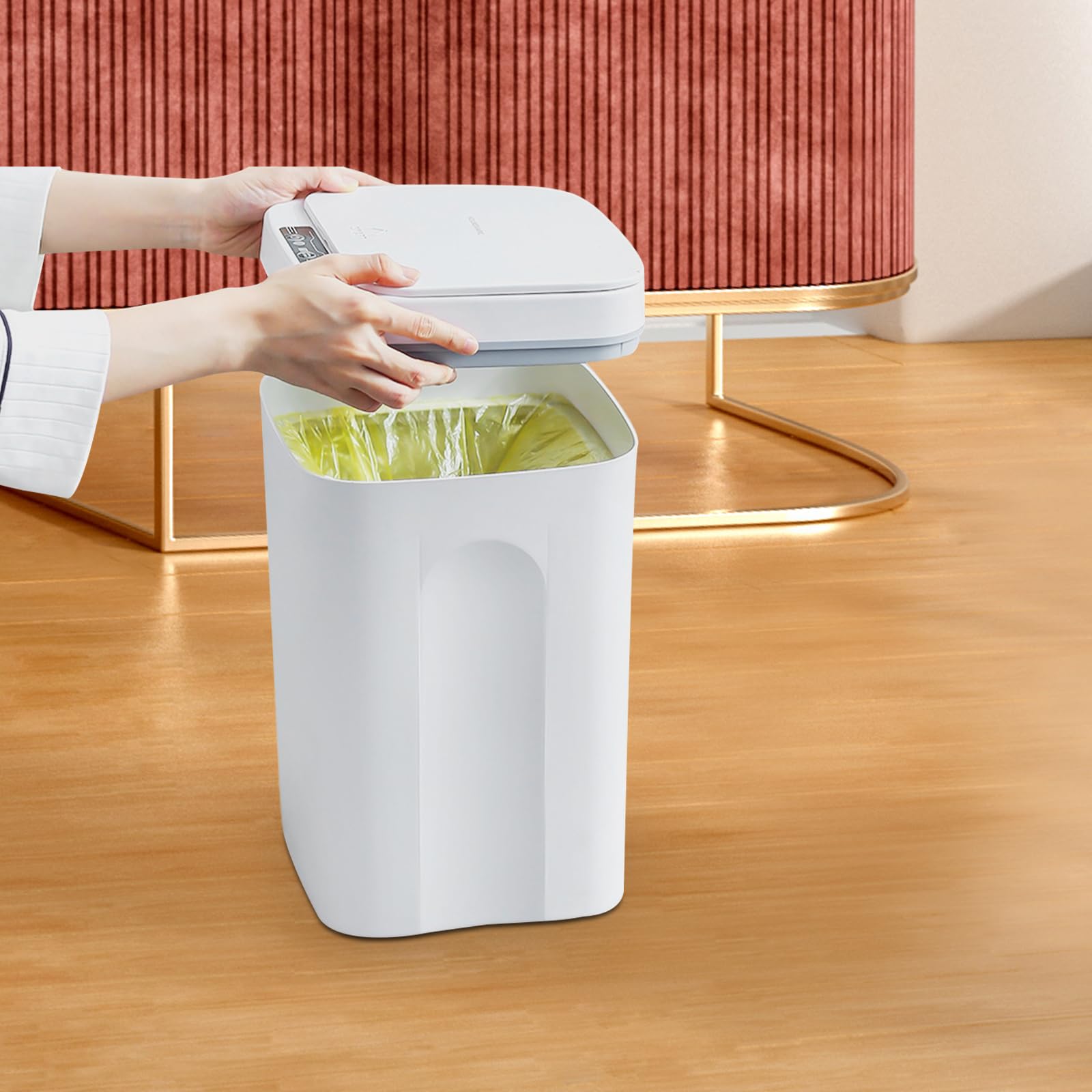 Automatic Trash Can, 4.22 Gallon Motion Sensor Trash, Smart Garbage Can with lid, Touchless Garbage Can for Kitchen Bathroom Bedroom Office 16L (White)