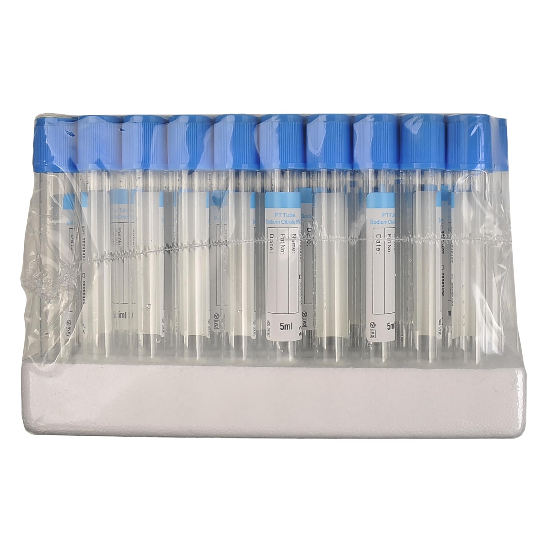 Caphstion Veterinary Lab Vacuum Blood Collection Coagulation Tubes Buffered Sodium Blood Collection Tube Pet Supplies, 2ml Blue 50pcs