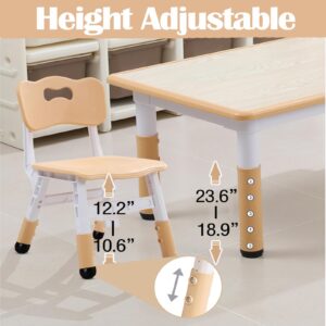 Kids Table and Chairs Set, Height Adjustable Desk With 6 Seats for Ages 2-10,Arts & Crafts Table,Graffiti Desktop, Non-Slip Legs, Max 300lbs, Children Multi-Activity Table for Classrooms,Daycares,Home