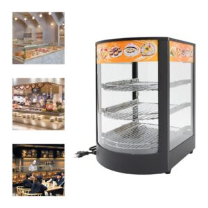 JAYGOVAN 3 Tiers Commercial Food Warmer Display, 800W Electric Countertop Food Pizza Warmer with 3 Removable Trays & Led Lighting Food Warmer Display Pretzel Warmer for Pizza, Fried Chicken