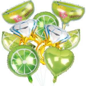 16 pcs margs and matrimony bachelorette balloons wedding bridal party decor large lime balloons diamond ring balloons for margarita bachelorette party wedding bridal shower decorations (margarita, 16)