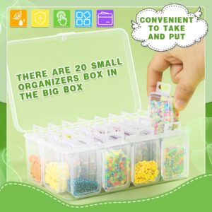 FOUSNOW 21 Pcs Small Bead Organizers With Lids, Mini Clear Plastic Containers and Storage Box for Collecting Jewelry, Bead, Sticker, with Hinged Lid Transparent Craft Supply Case