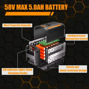 DSANKE 58V 5.0Ah Battery Replacement for Echo 58V Battery Compatible with CBP-58V40 CBP-58V2AH CHT-58V CDST-58V CPLB-58VBT CST-58V Cordless Tool Blower Chainsaw