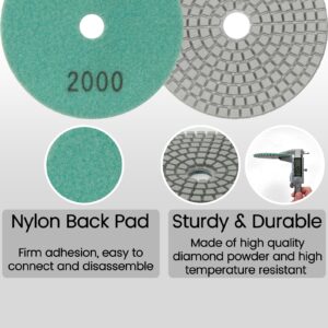 4 Inch Diamond Polishing Pads,15 Pack Wet/Dry Polish Pad Kit for Drill, Grinder, Polisher,30-8000 Grit Pads for Granite Marble Concrete Stone Quartz