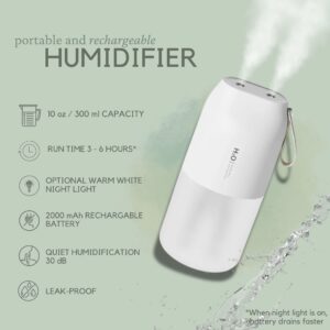 Portable Small Humidifier - Rechargable Double or Single Spray Cool Mist Car Auto Personal Desktop Humidifier Baby Airplane Travel Office Built-in Battery USB Plants Quiet Night Light