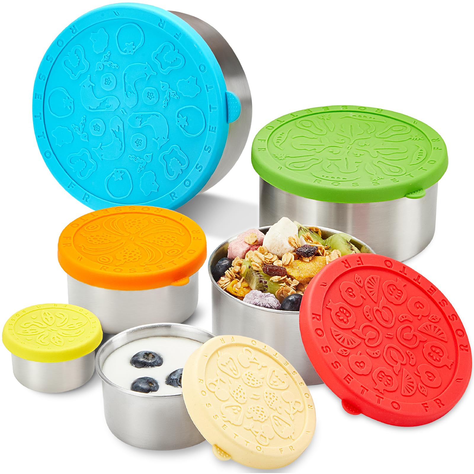 Stainless Steel Containers with Lids, 6 Pack Leakproof Stainless Steel Food Storage Containers, BPA Free, Metal Lunch Container Box, Nesting Snack Containers for Kids, Dishwasher Safe & Oven Safe